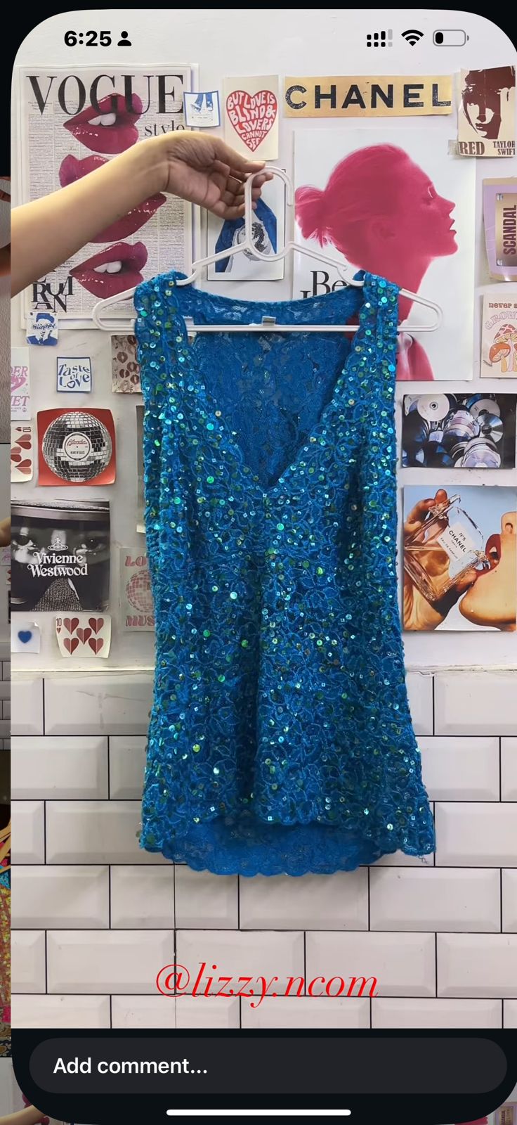 blue sequin concert top